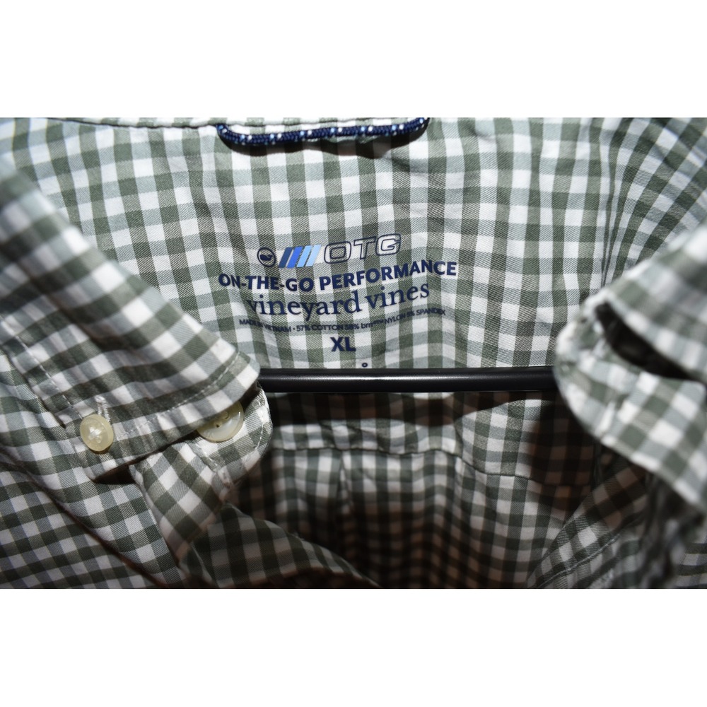 Vineyard Vines OTG Performance Shirt Mens XL Green Gingham Check Button Down